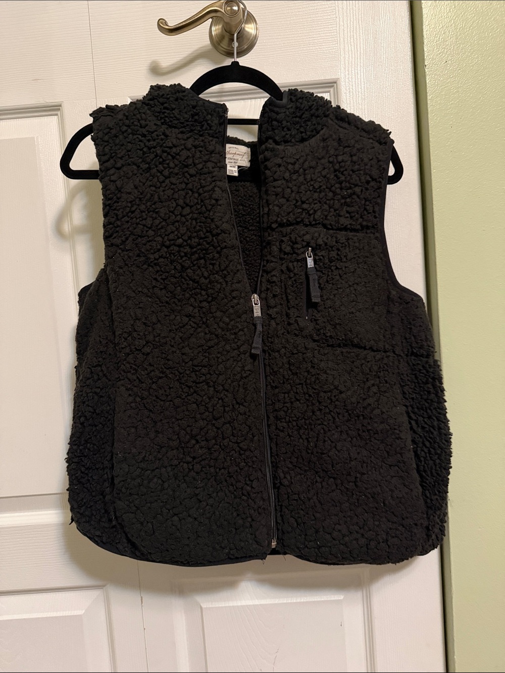 Black Sherpa Hooded Fleece Vest